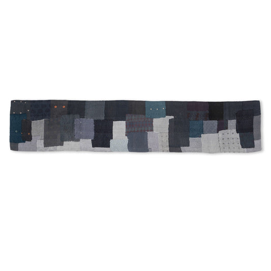 Landscape Fray Patch Vintage Kantha Runner - Black