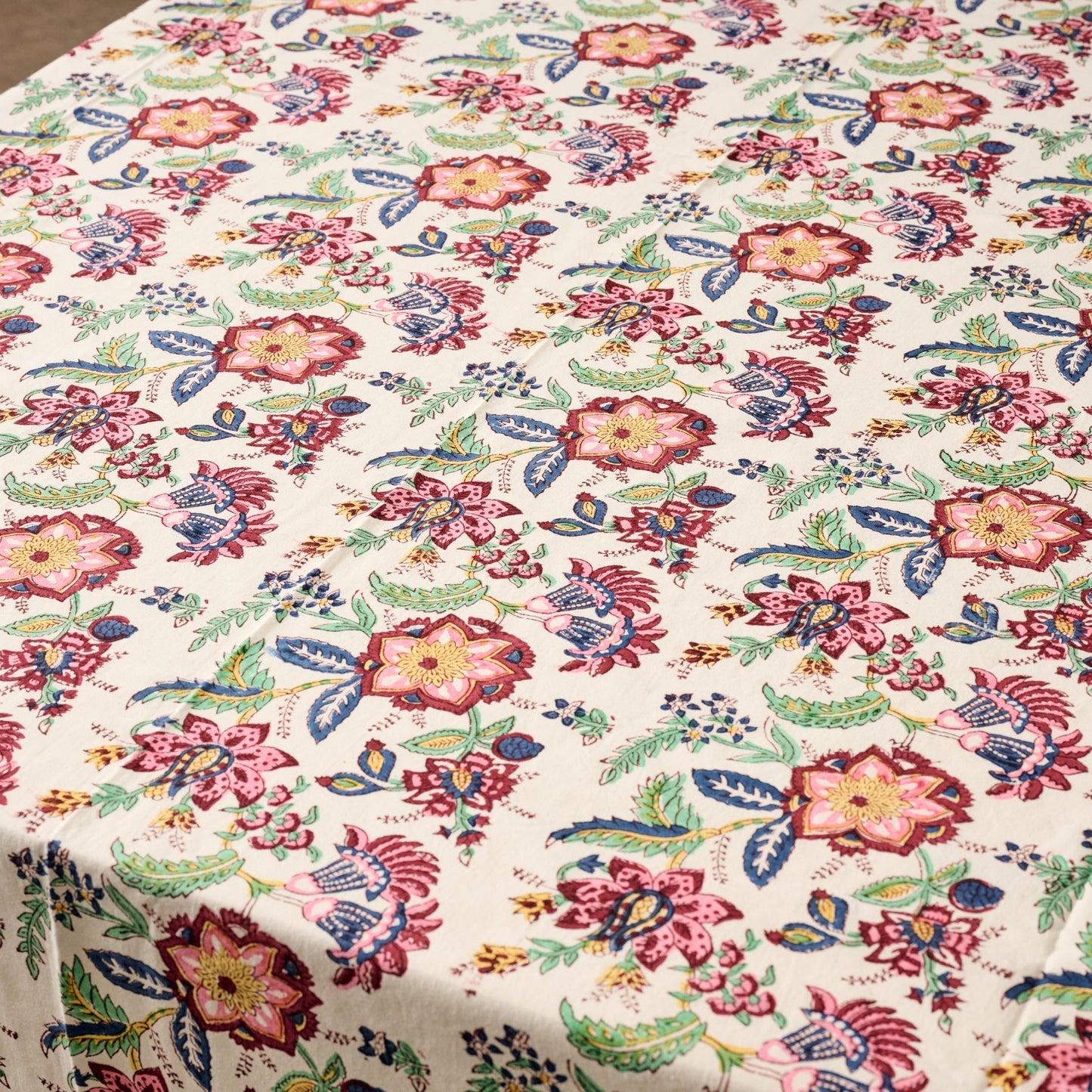 Zaina Floral Blockprint Tablecloth