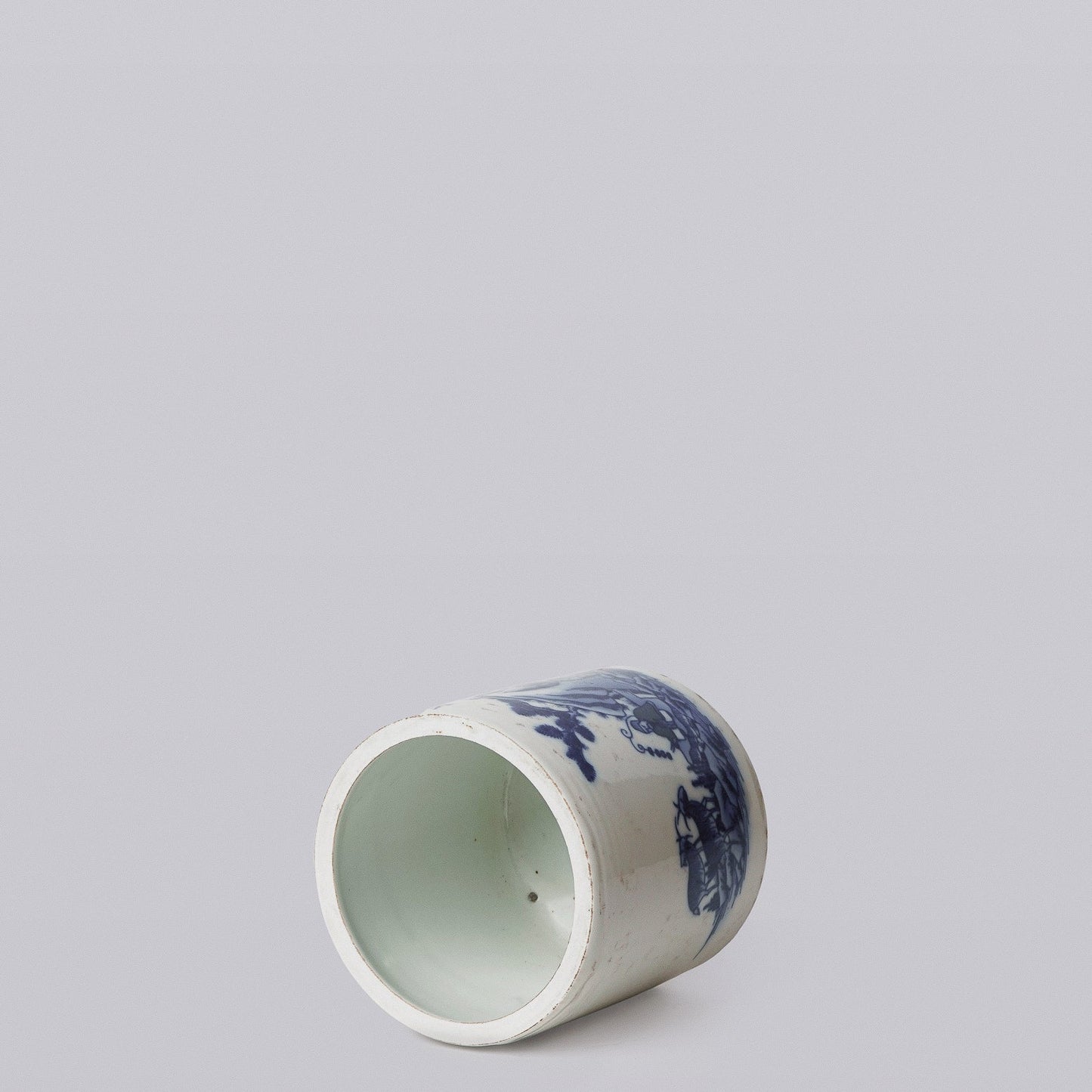 Tiny Blue and White Porcelain Shepherd Cachepot