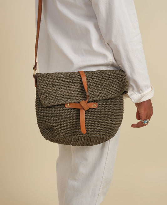 Carmen Woven Crossbody Bag | Sage Green