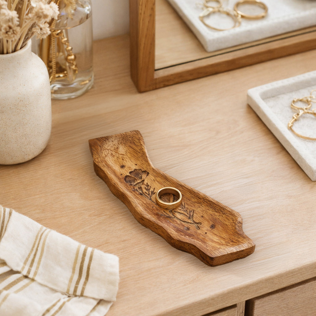 California State Poppy Trinket Dish - Mango Wood