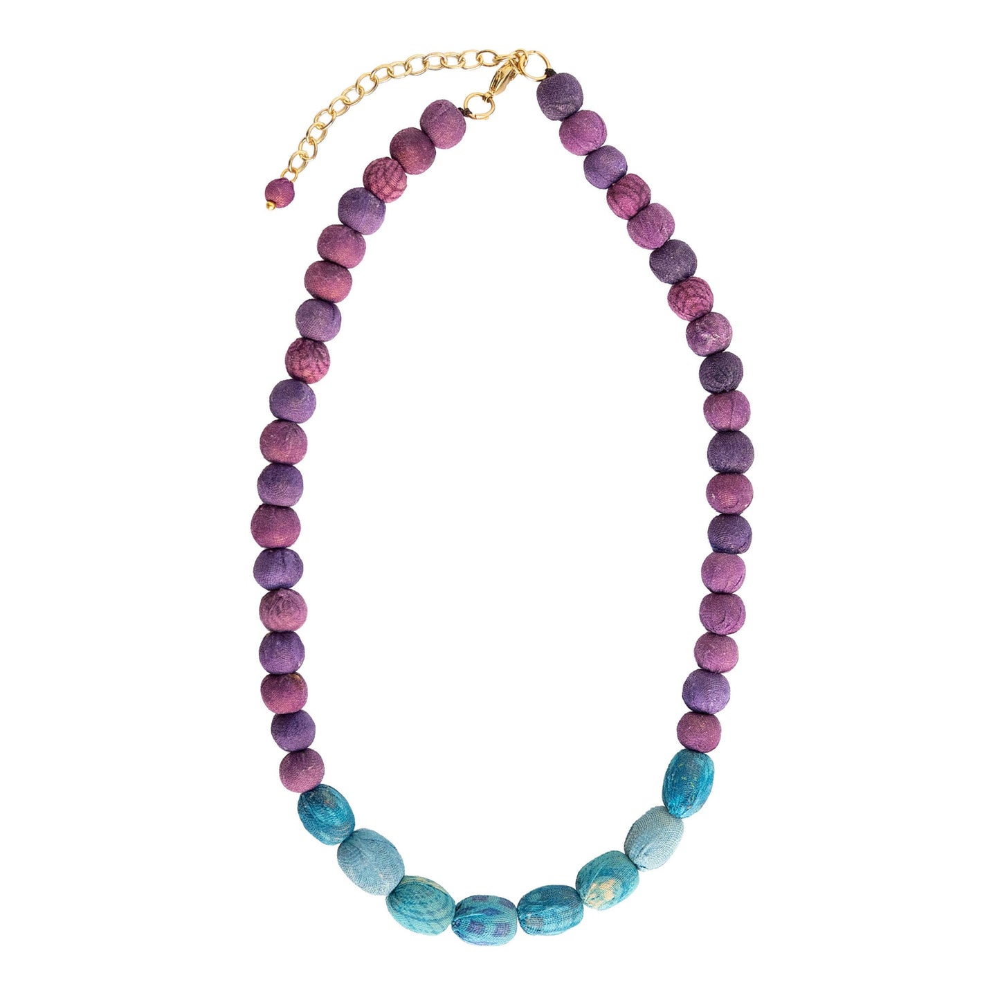 Kantha Couplet Necklace | Plum/Turquoise