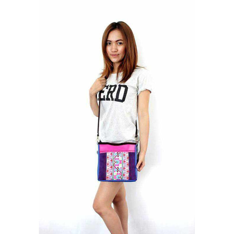 Leather Embroidered Crossbody Bag - Thailand