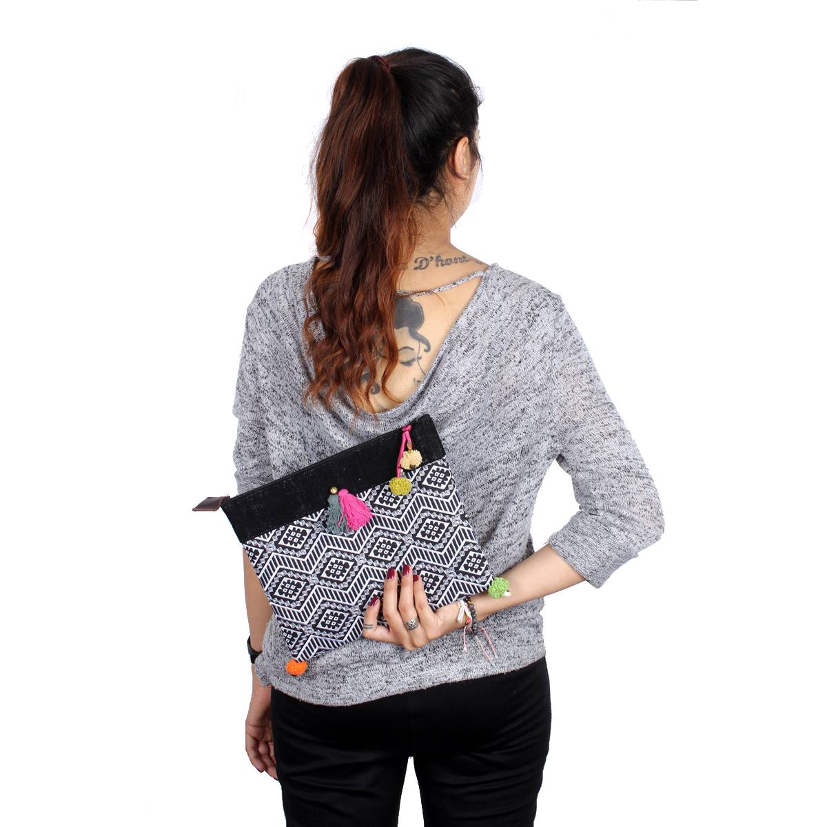 Handcrafted Embroidered Clutch | iPad Bag - Thailand