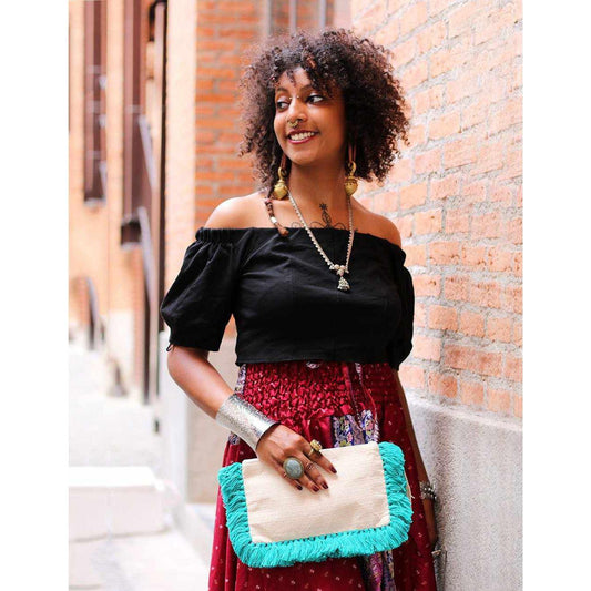 Organic Cotton Fringe Tassel Wristlet - Thailand