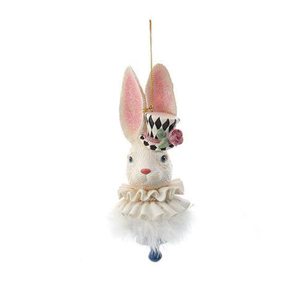 6" Holly Hats White Rabbit Hat Ornament by Kurt Adler