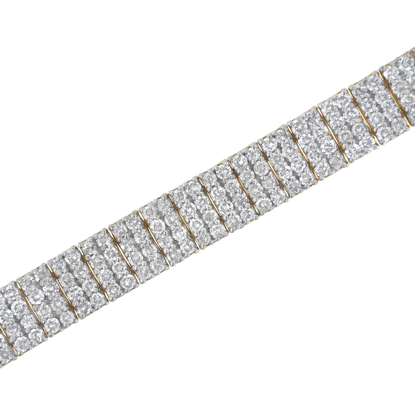 IGI Certified 14K Yellow Gold Plated Sterling Silver 10.0 Cttw Faint Brown Diamond 4 Row Tennis Bracelet