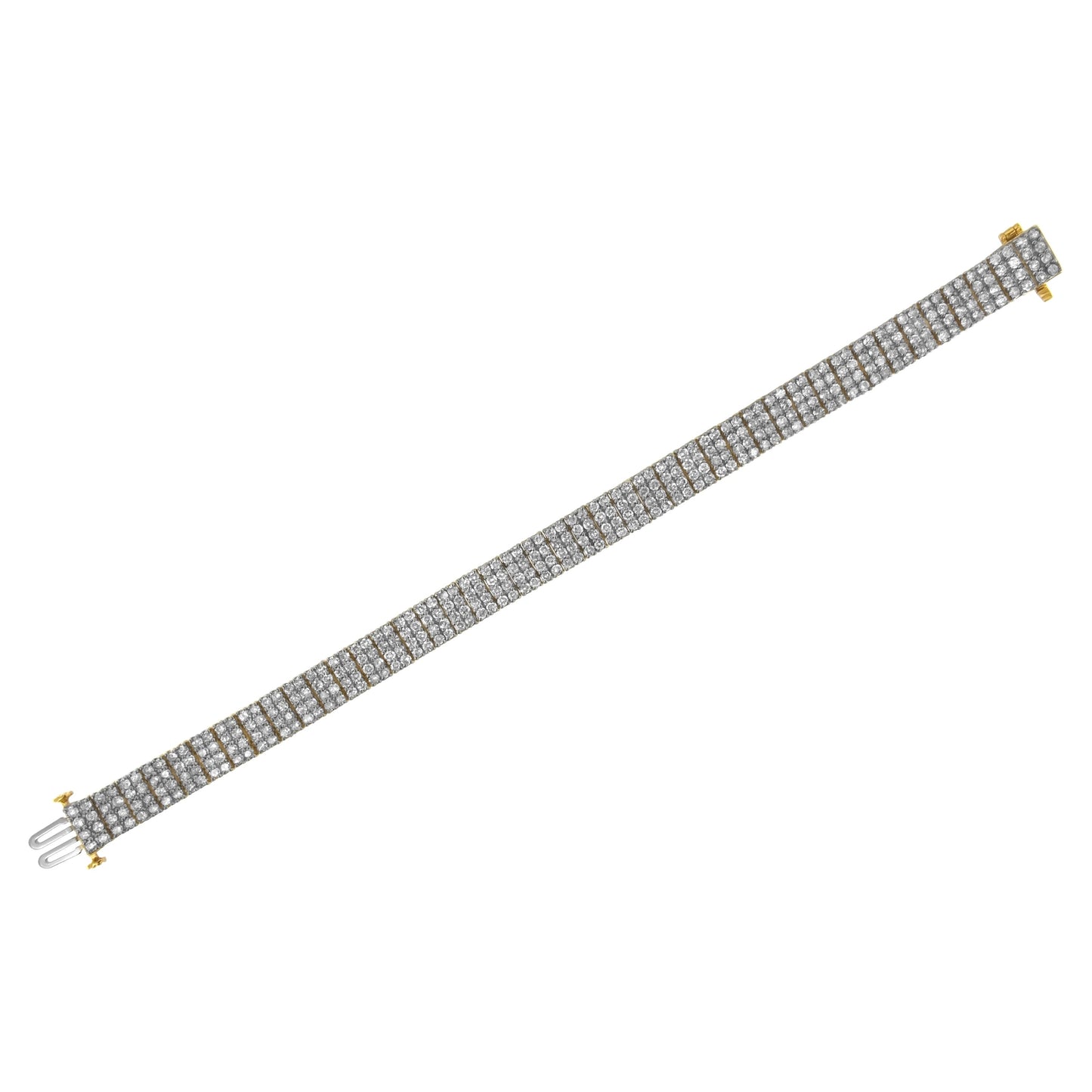 IGI Certified 14K Yellow Gold Plated Sterling Silver 10.0 Cttw Faint Brown Diamond 4 Row Tennis Bracelet