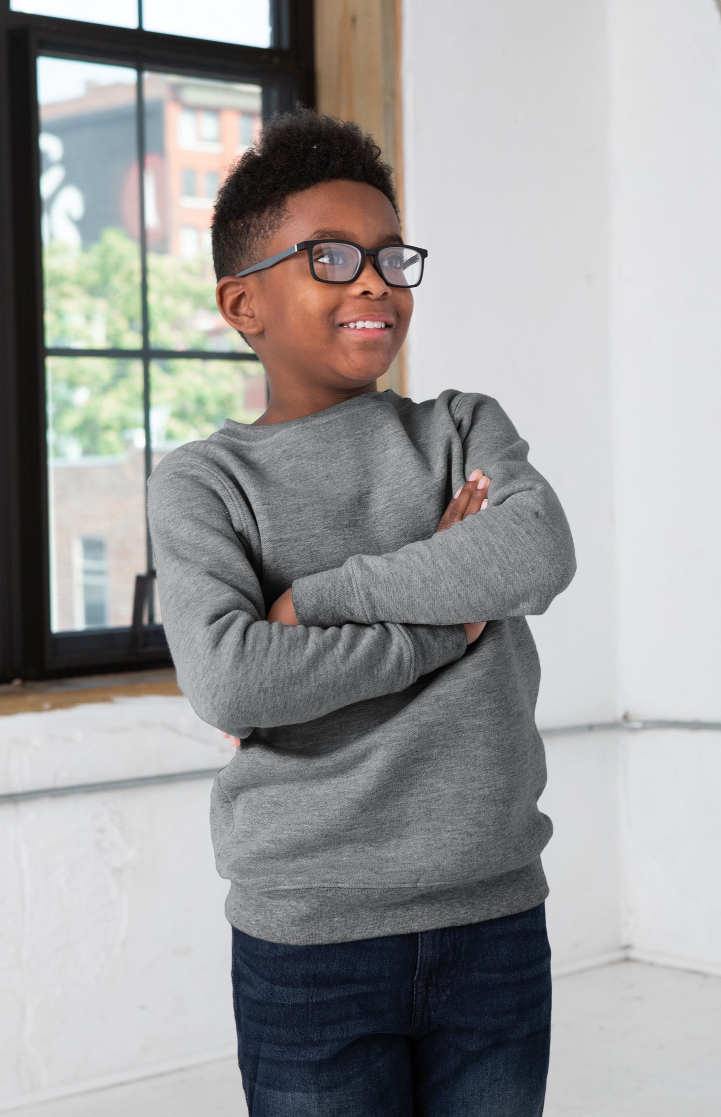 Youth Heathered Fleece Crew