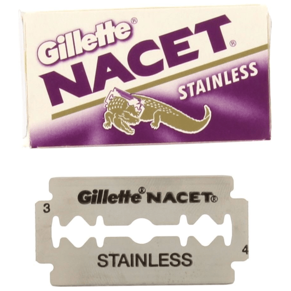 Gillette Nacet Stainless Double Edge Razor Blades - 10 Pack