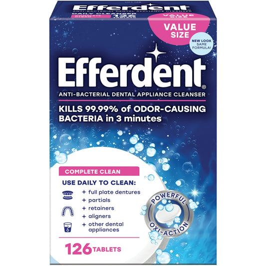 Efferdent Denture & Retainer Cleanser, Antibacterial, Complete Clean, Tablets, Value Size