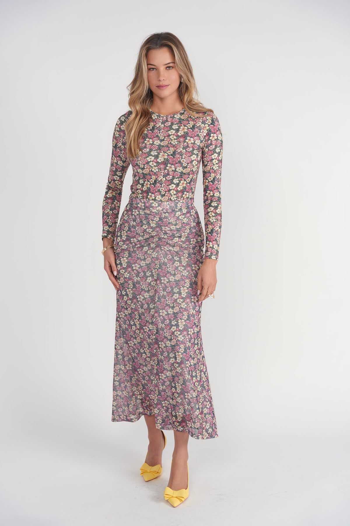 Ruched Front Skirt- Pink Garden