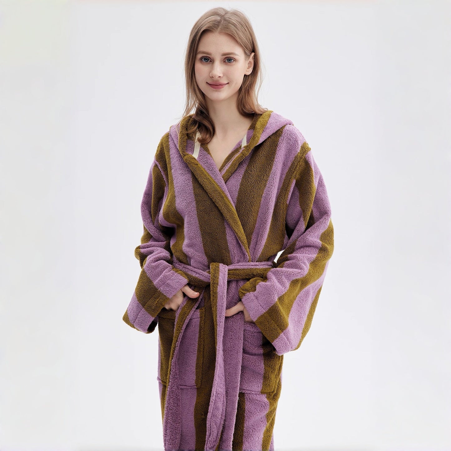 Ultra Soft Retro Whimsical Stripe Bath Robe