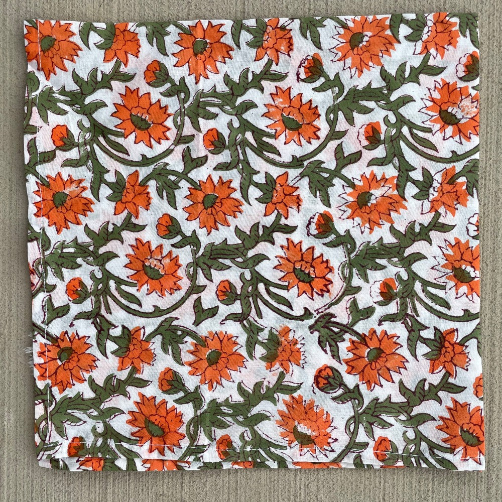 Bandana Scarf - Darlington Floral Papaya Square