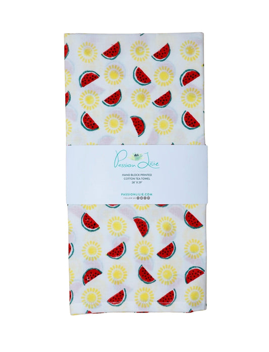 S/2 Watermelon & Sun Cotton Tea Towel