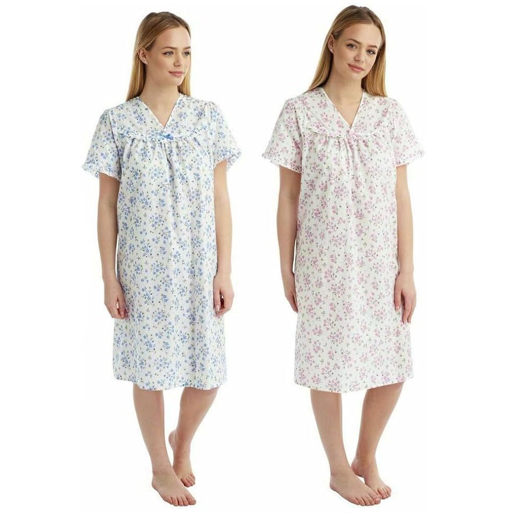 WOMEN'S FLORAL PRINT OPEN-BACK NIGHTGOWN, EXTRA SMALL (XS)