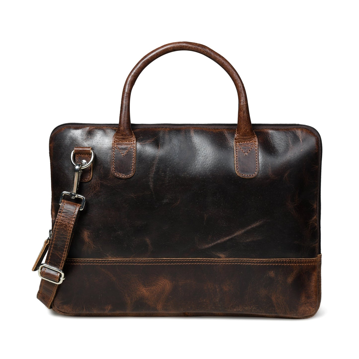 Modernist Leather Laptop Bag-Dark Brown - Osadia Concept Store