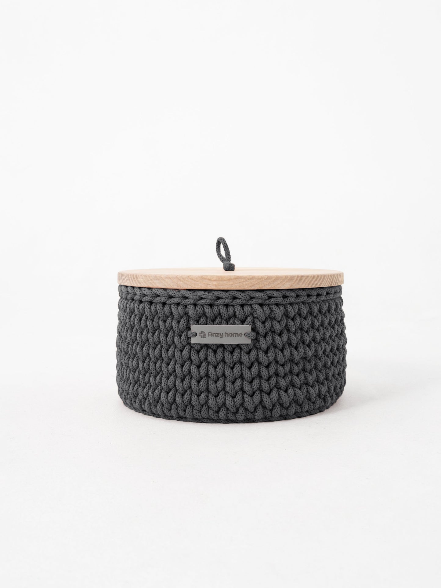 Round Storage Baskets w/ Wooden Lid