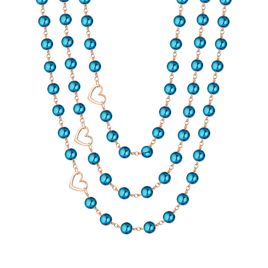 Celeste Blue Hematite 3-Layer Necklace | Magnetic Clasp