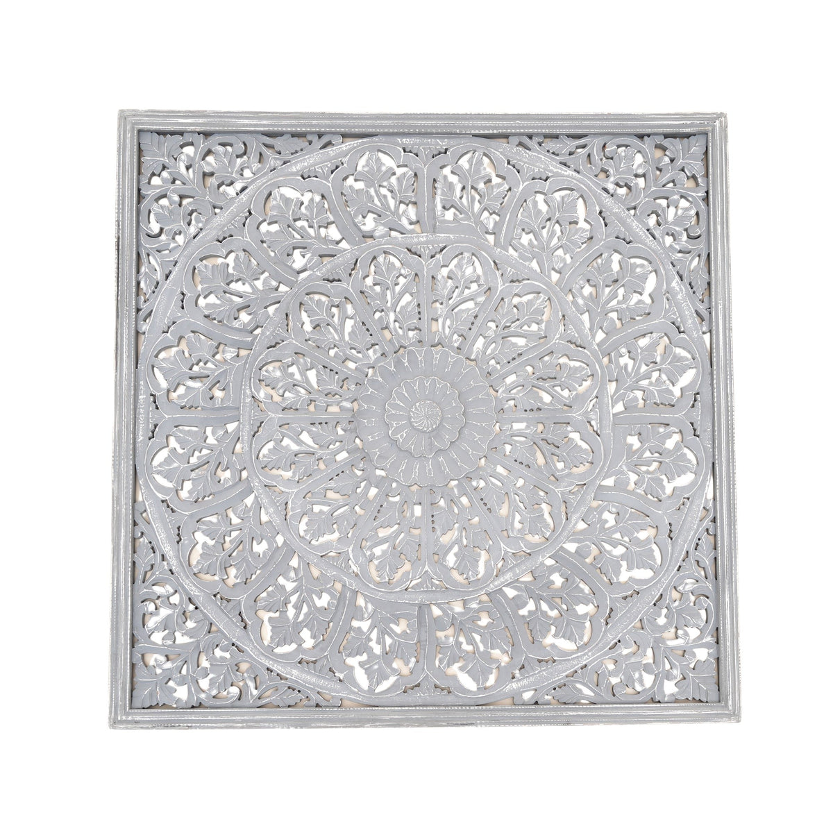 Mandala Wall Decor | Handcarved Wood Wall Art Panel, 48x48"
