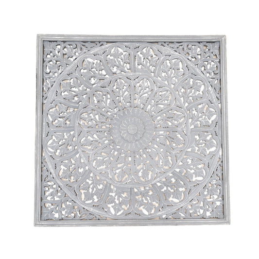 Mandala Wall Decor | Handcarved Wood Wall Art Panel, 48x48"
