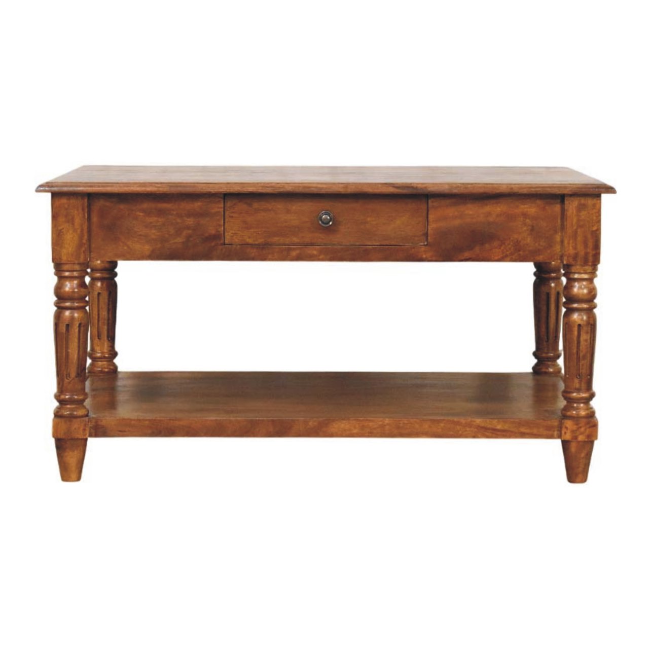 Solid Wood Turned Legs Chestnut Coffee Table
