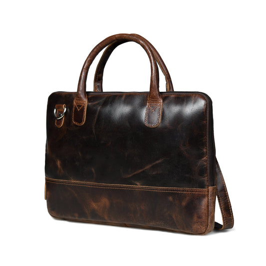 Modernist Leather Laptop Bag-Dark Brown - Osadia Concept Store