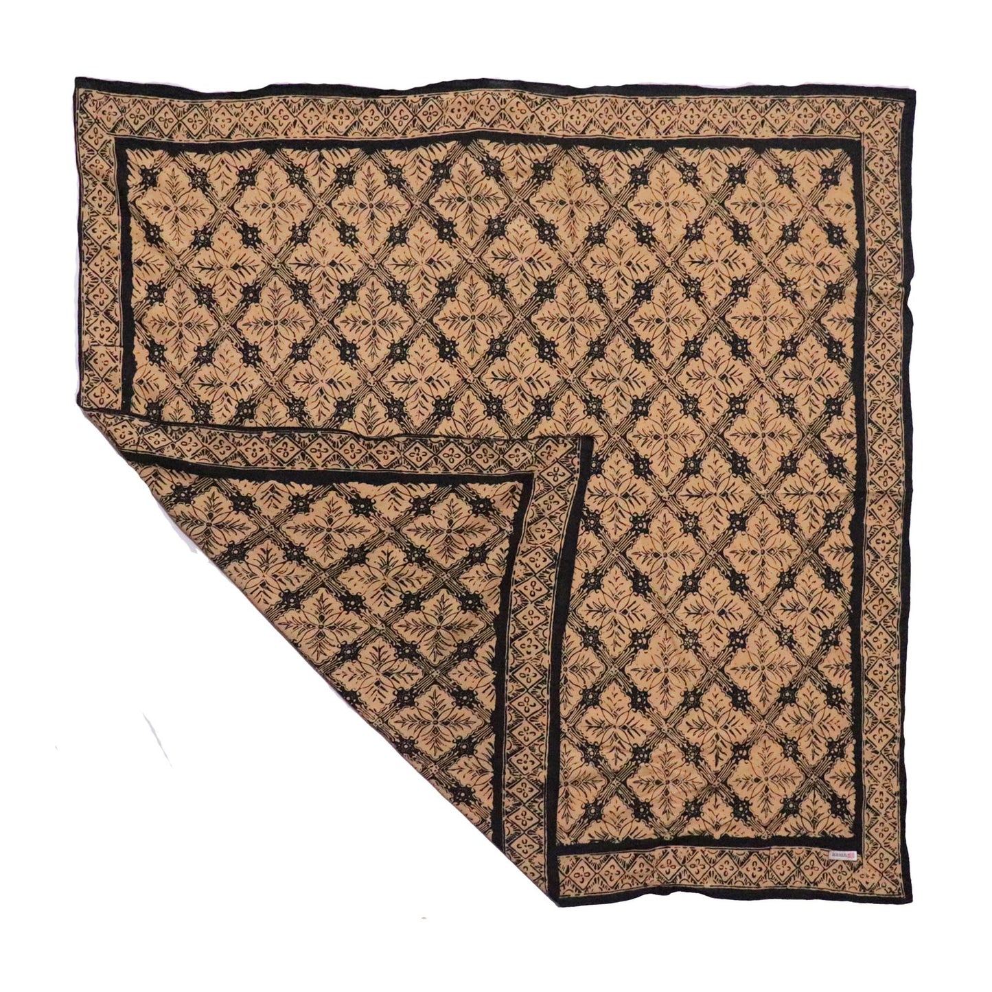 Large 39", Hand Dyed Batik Bandana, Harvest, Brown Black, Oversized, XL