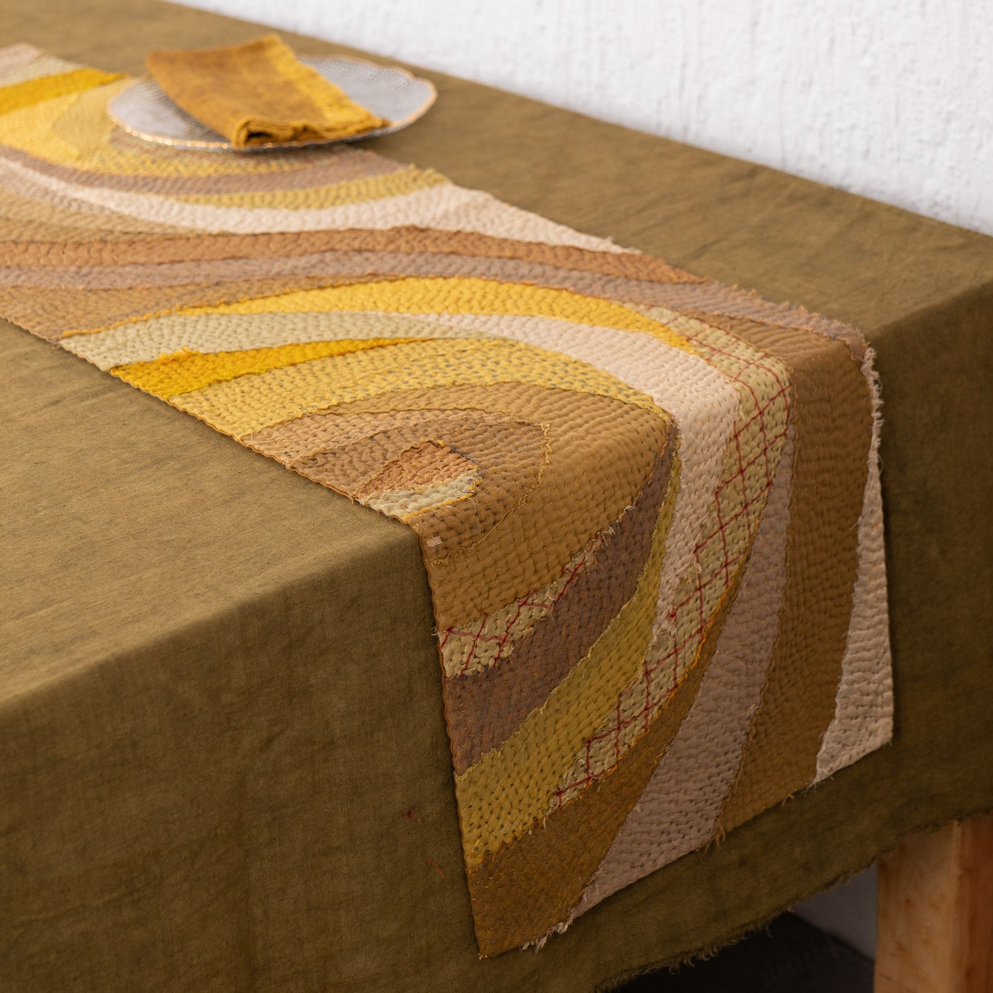 Umber Fray Patch Rose Table Runner