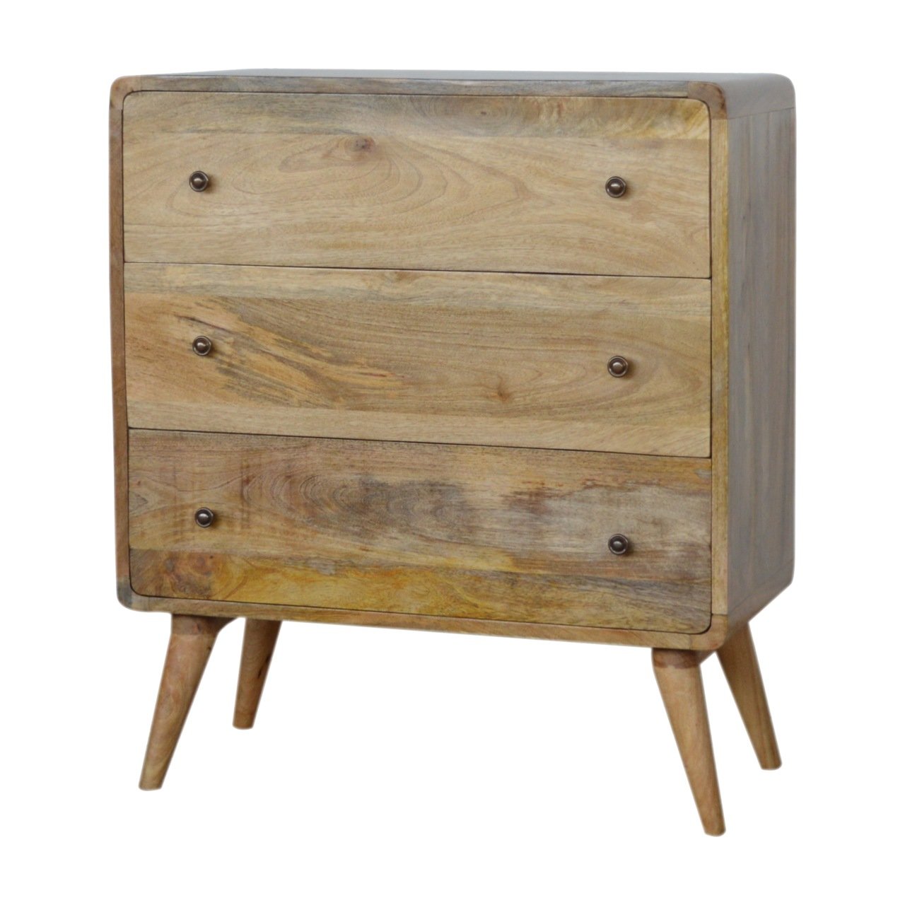Curved Oak-ish Chest, 3-Drawers