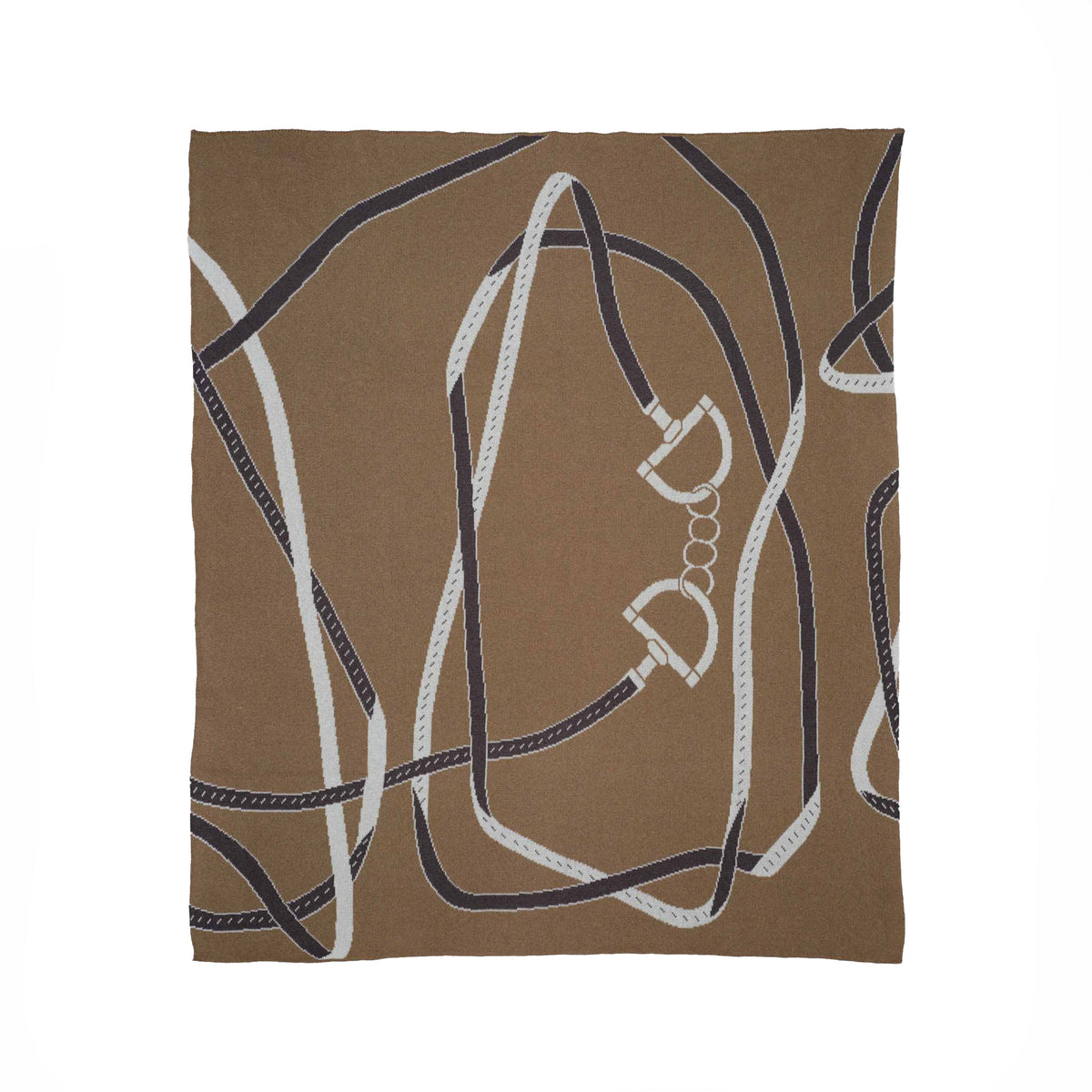Equestrian Tack - Cotton Sustainable Knit Patterned Throw Blanket