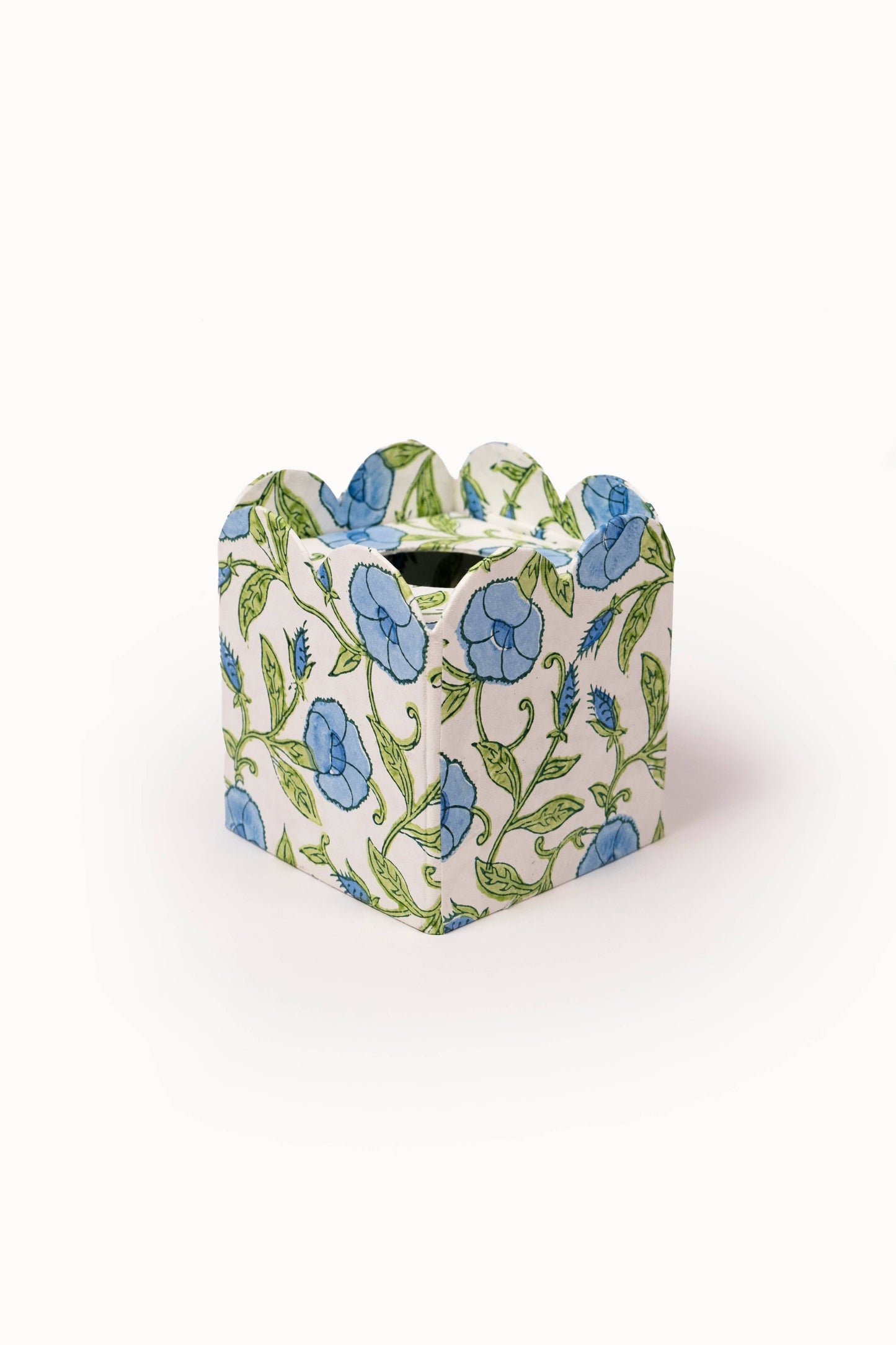 Block Print Tissue Box Cover-Inaya Powder Blue(Collapsible)