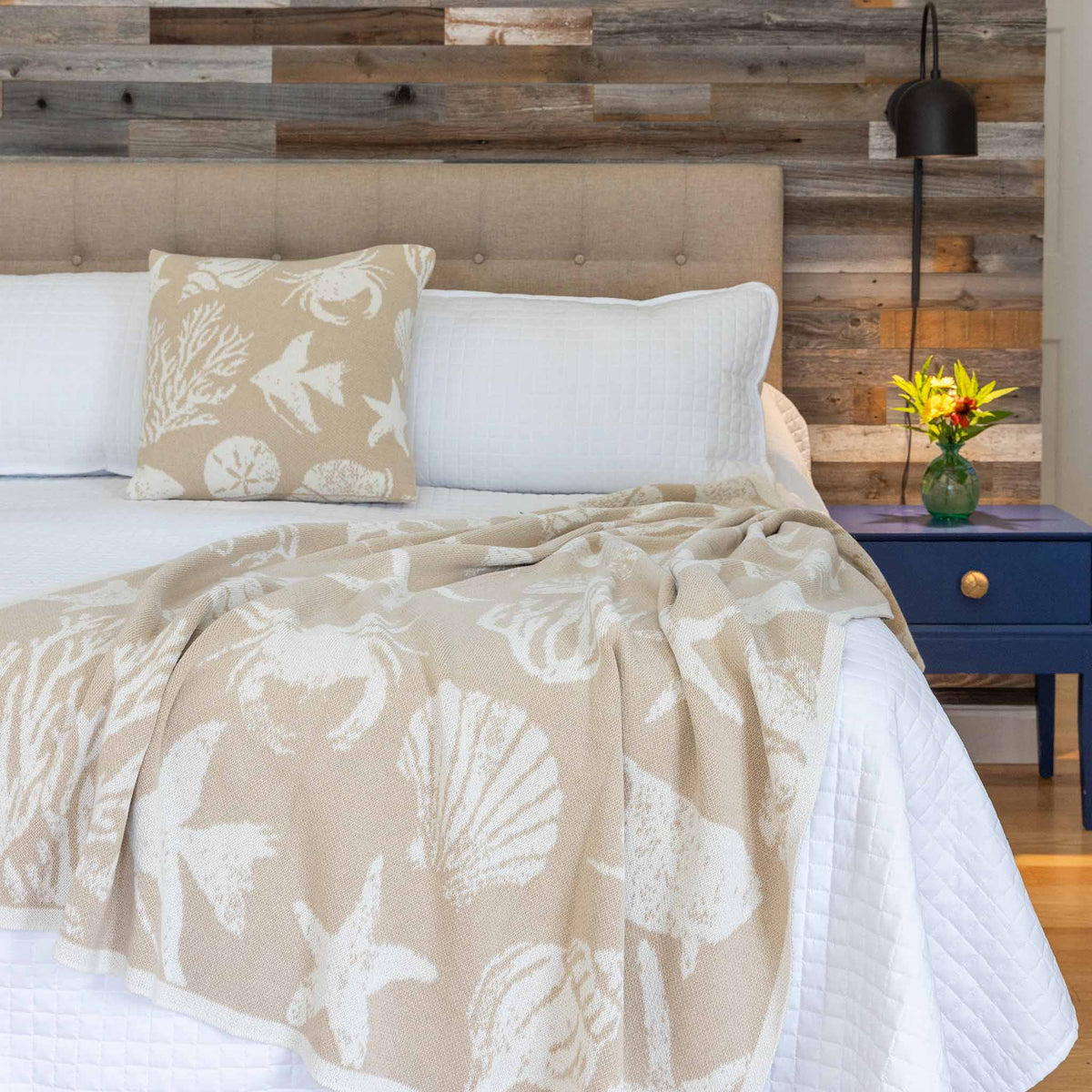 Sea Life - Cotton Sustainable Knit Throw Blanket | Coastal