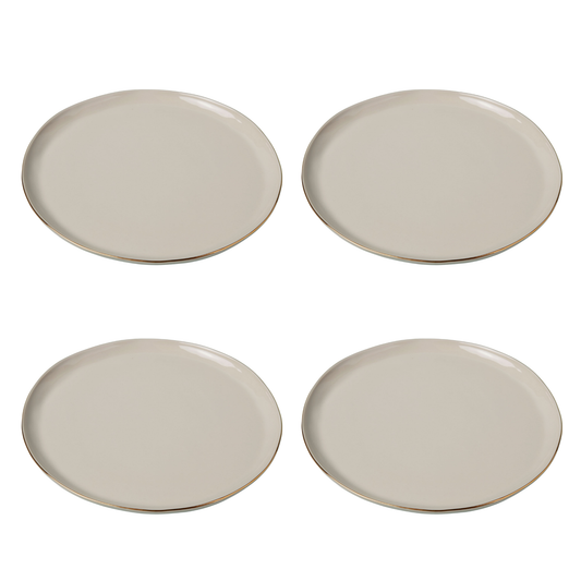 24k Gold Tam Stoneware Dinner Plate, Pearl, Set of 4
