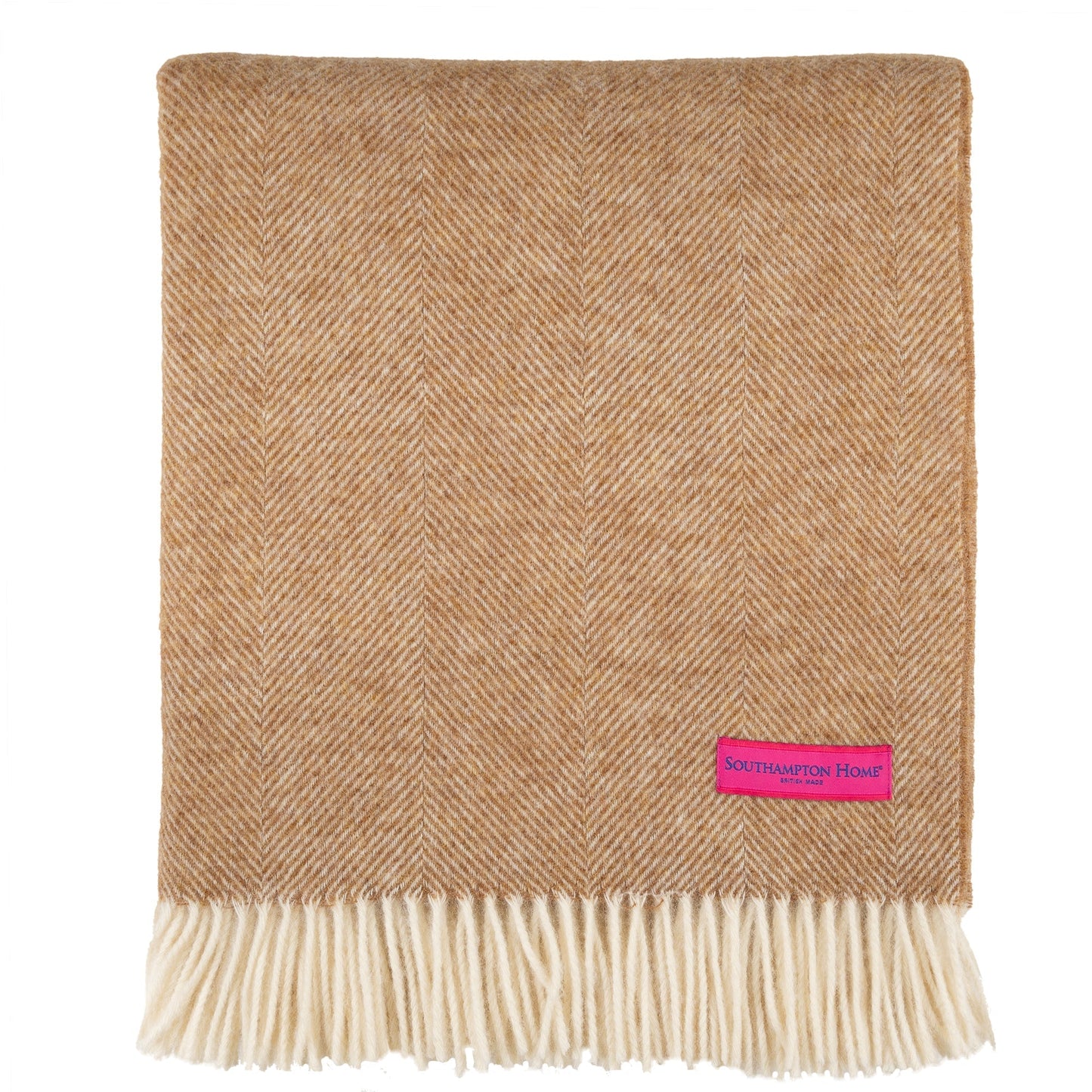 Southampton Home Shetland Lambswool Herringbone Throw – Rust | Woven in England