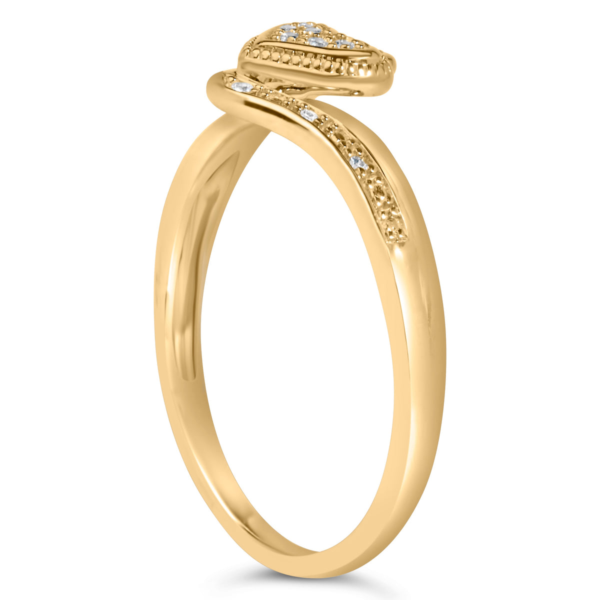 14K Yellow Gold Plated .925 Sterling Silver Diamond Accent Filigree Heart Promise Ring (I-J Color, I3 Clarity)- Size 7