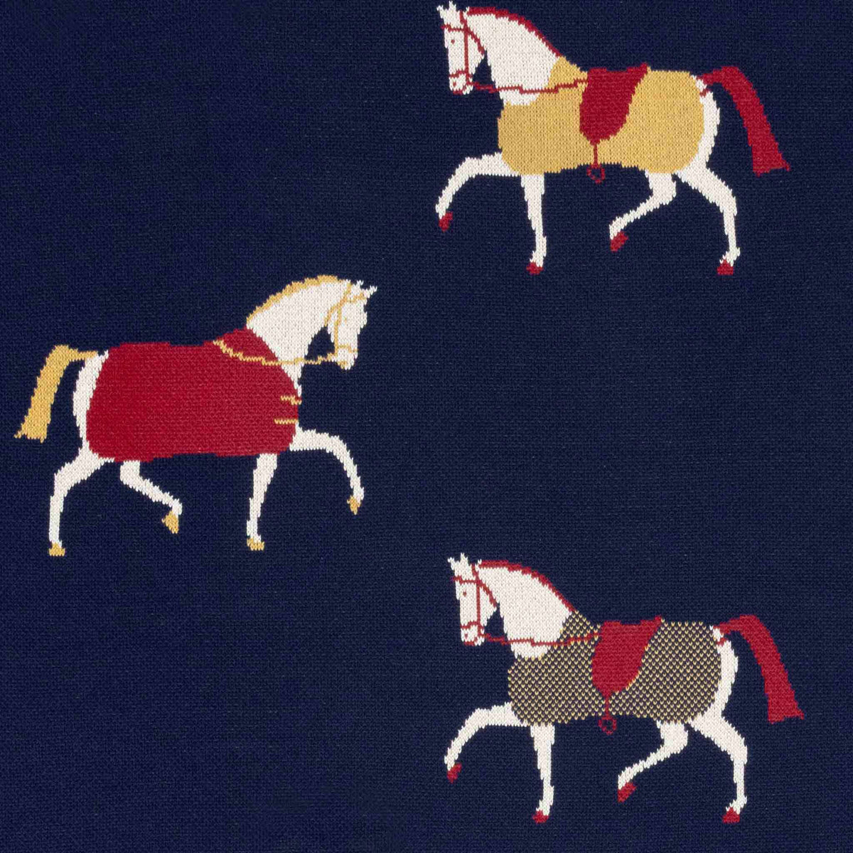 Equestrian Cavalcade - Cotton Sustainable Knit Traditional Throw Blanket