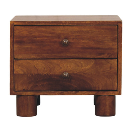 Solid Wood Tula Chestnut Nightstand, 2-Drawers, Brown