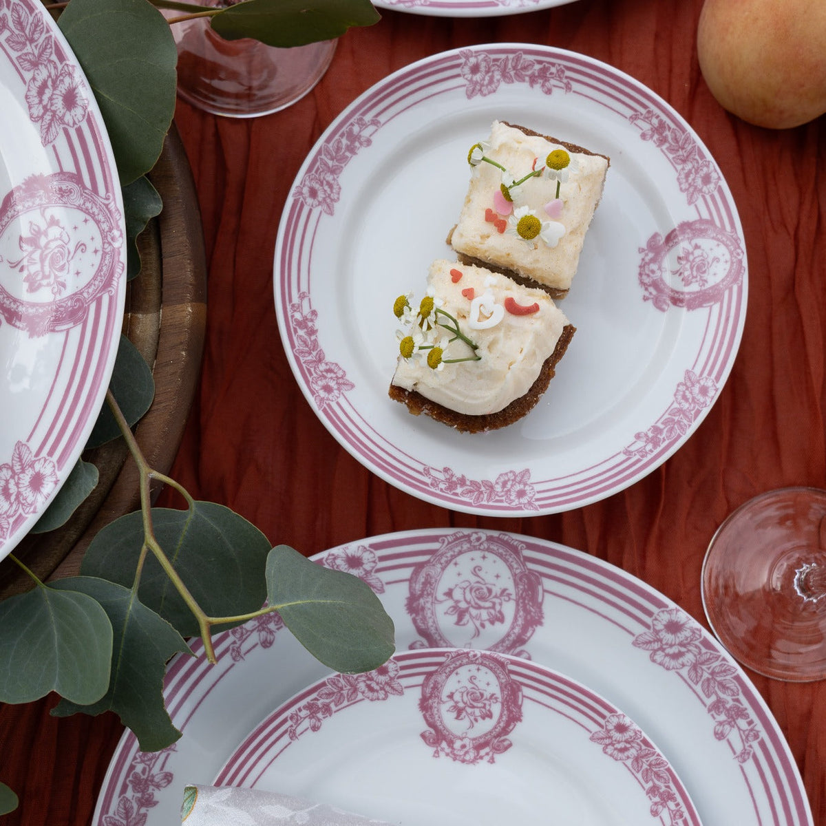 Pink Symphony Porcelain Dessert Plates, Set of 4