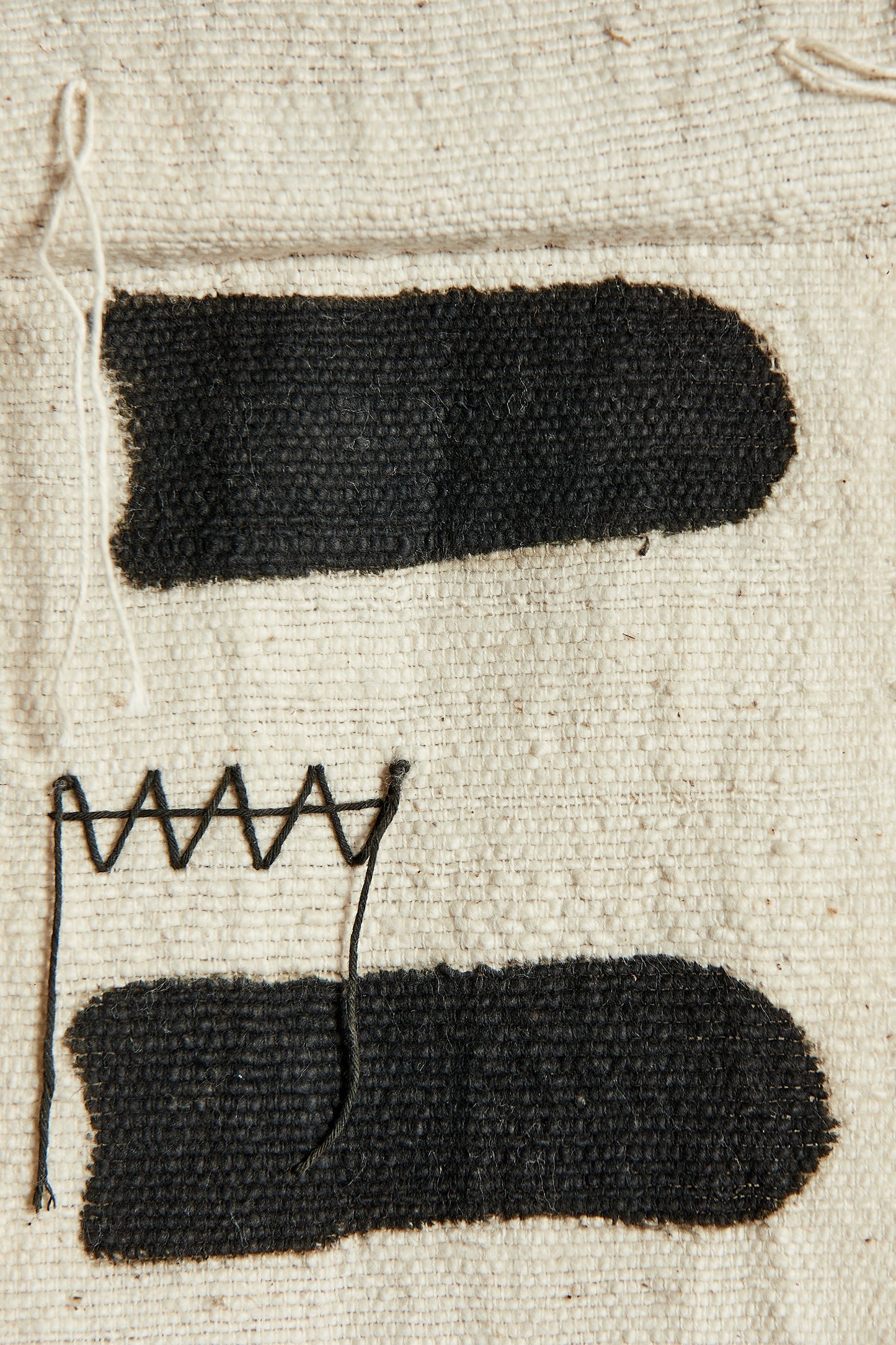 Stability Bogolan Wall Totem in White with Black Lines