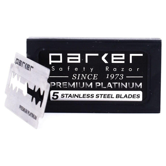 Parker Premium Platinum Stainless Steel DE Razor Blade - 5 Blades