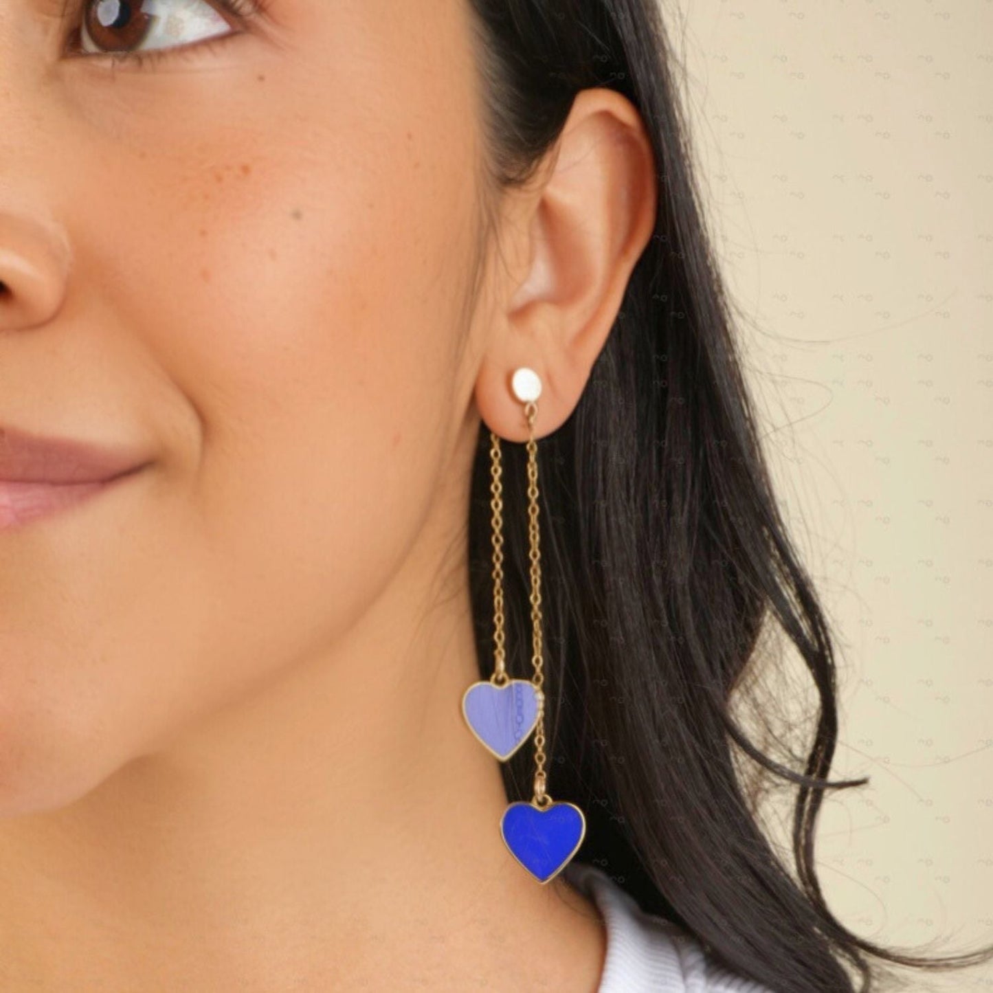 Single Hearted Girl Blue Heart Earrings | Gold Filled