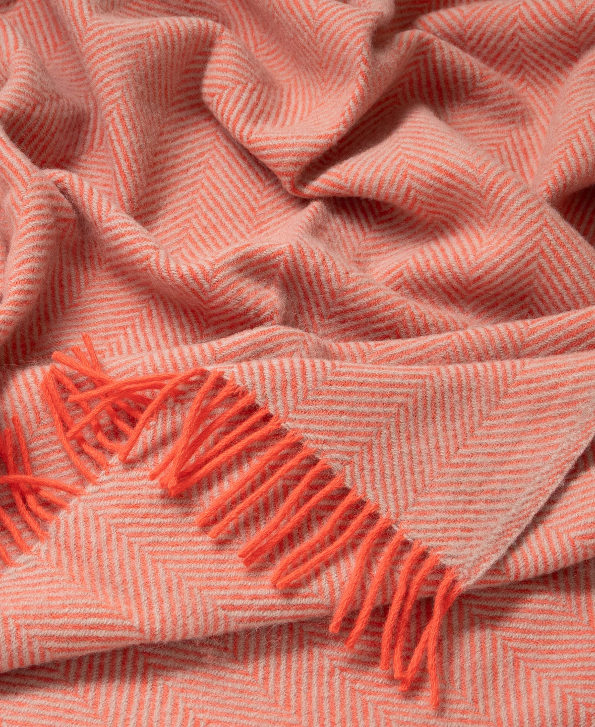 Highland Tweeds Herringbone  Pure New Wool Throw - Flamingo