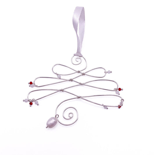 Fa-la-la silver ornament