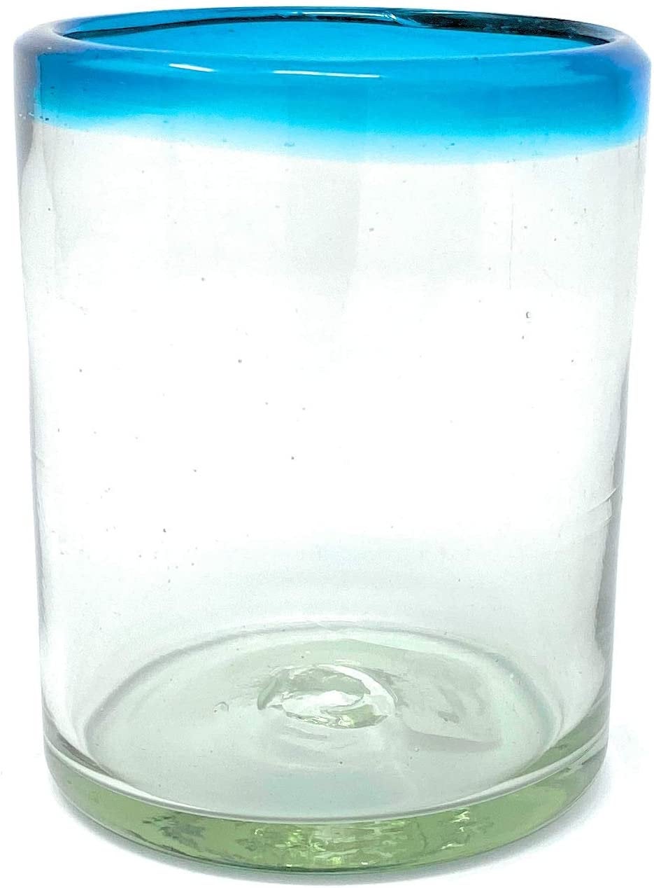 Aqua Rim Tumbler Glasses - Set of 6