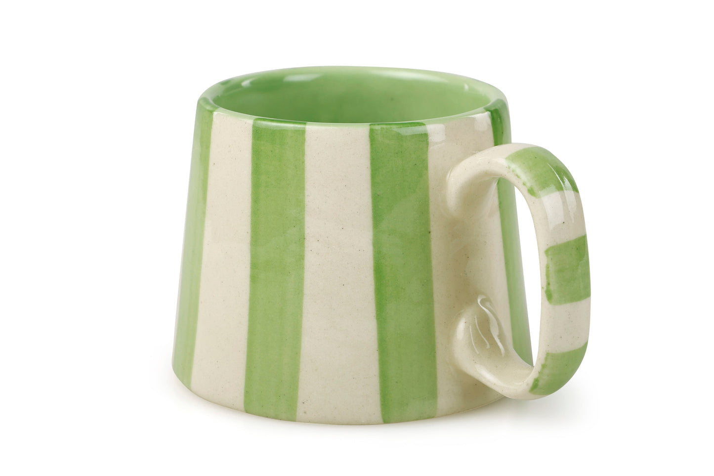 Ceramic Green Stripe  Coffee cup - 3.5 x 2.5 Inches ( Set of 2 )