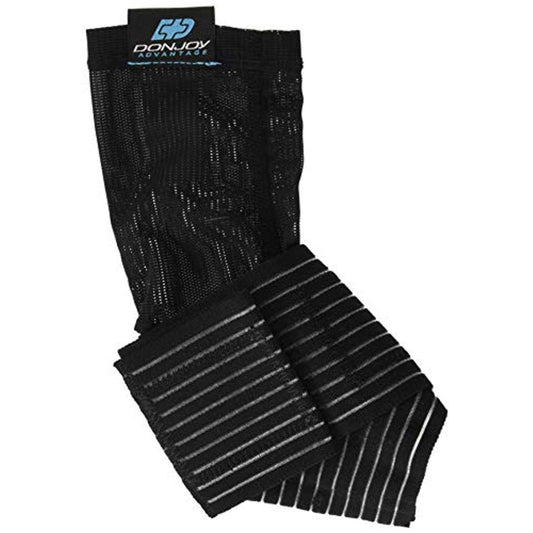 DonJoy Advantage DA161AV03-BLK-L Ankle Sleeve With Figure 8 Straps For Sprains, Strains, Lateral Support, Open Heel, Black, Large Fits 9.5", 10.5"