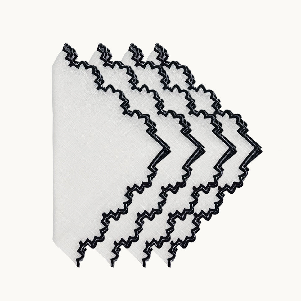 Gardenia black linen napkin (set of 4)