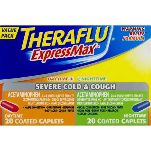 Theraflu ExpressMax Daytime And Nighttime Severe Cold & Cough Coated Caplets - 40ct