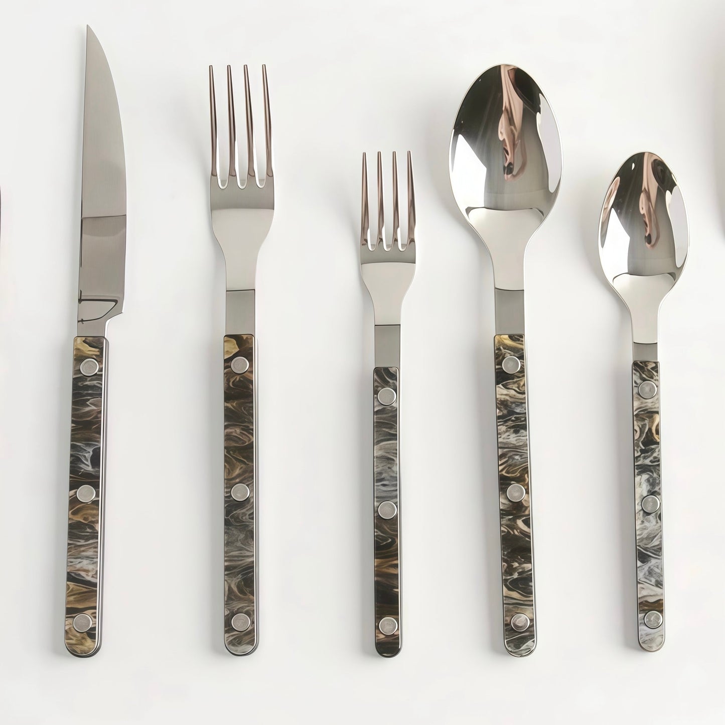 Set Of 10 Pcs Terra Flatware, Modern Elegant Cutlery Silverware